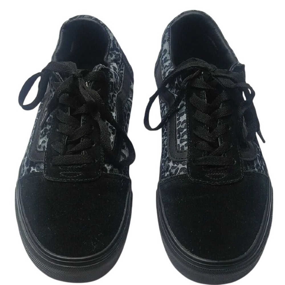 Vans Ward Sneakers Womens 9.5 Black Grey Leopard Print Suede Low Top Skate Shoes - Picture 2 of 8